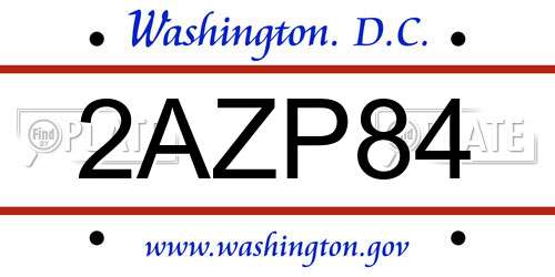 2AZP84 District Of Columbia License Plate