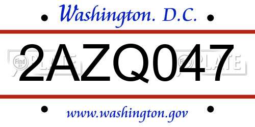 2AZQ047 District Of Columbia License Plate