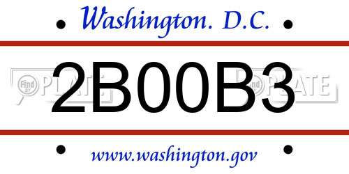 2B00B3 District Of Columbia License Plate