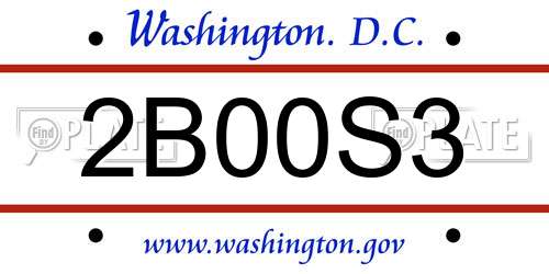 2B00S3 District Of Columbia License Plate