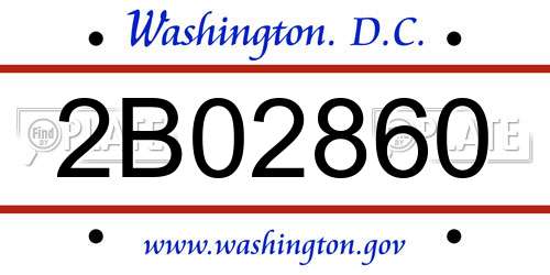 2B02860 District Of Columbia License Plate