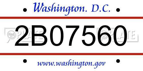 2B07560 District Of Columbia License Plate
