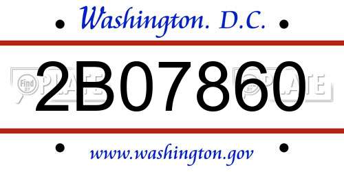 2B07860 District Of Columbia License Plate