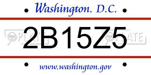 2B15Z5 District Of Columbia License Plate