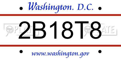 2B18T8 District Of Columbia License Plate