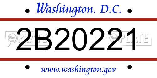 2B20221 District Of Columbia License Plate