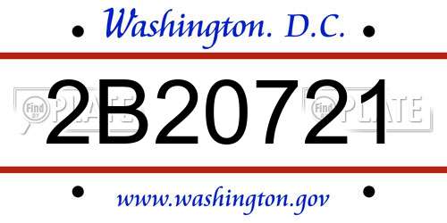 2B20721 District Of Columbia License Plate