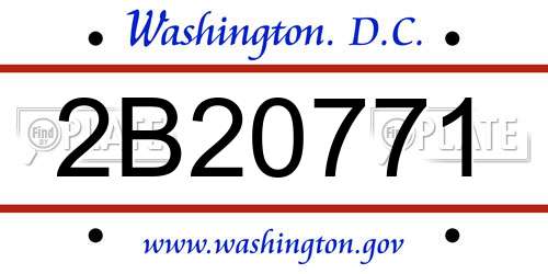 2B20771 District Of Columbia License Plate