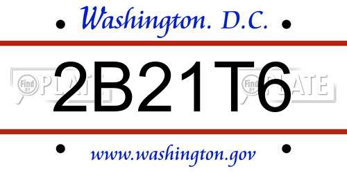 2B21T6 District Of Columbia License Plate