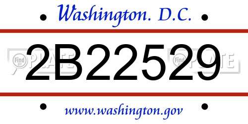 2B22529 District Of Columbia License Plate