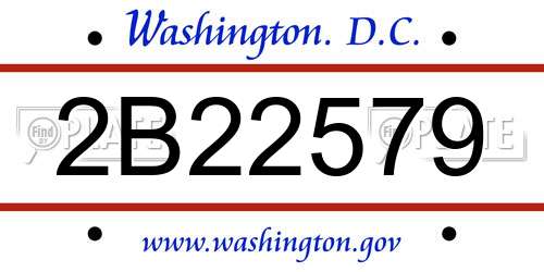 2B22579 District Of Columbia License Plate