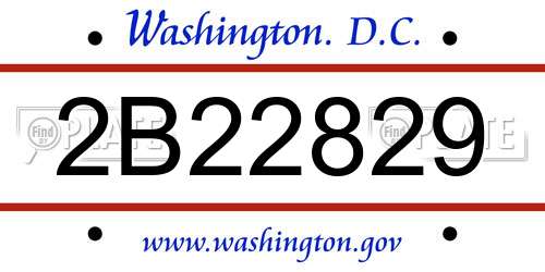 2B22829 District Of Columbia License Plate