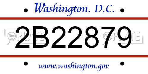 2B22879 District Of Columbia License Plate