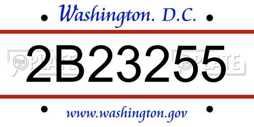 2B23255 District Of Columbia License Plate
