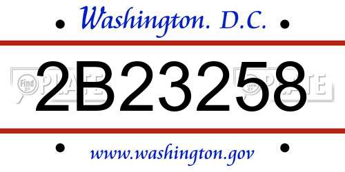 2B23258 District Of Columbia License Plate