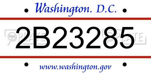 2B23285 District Of Columbia License Plate