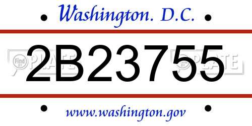 2B23755 District Of Columbia License Plate