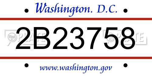2B23758 District Of Columbia License Plate