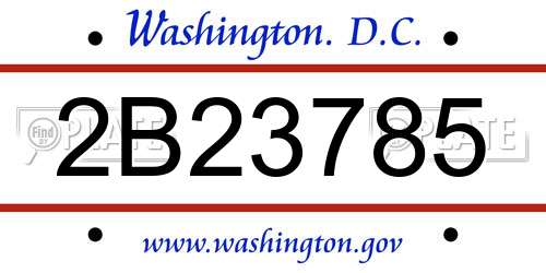 2B23785 District Of Columbia License Plate