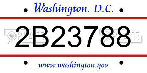 2B23788 District Of Columbia License Plate