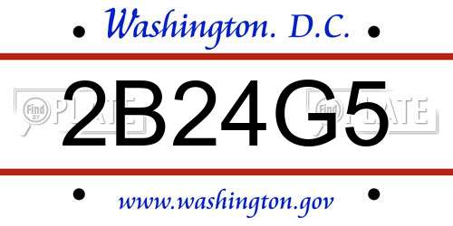 2B24G5 District Of Columbia License Plate