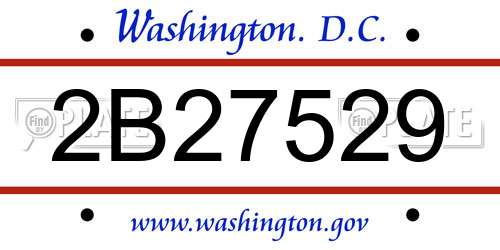 2B27529 District Of Columbia License Plate