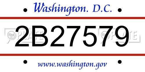 2B27579 District Of Columbia License Plate