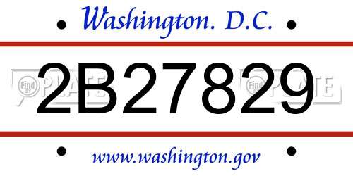 2B27829 District Of Columbia License Plate