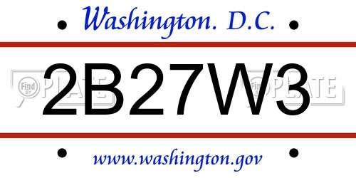 2B27W3 District Of Columbia License Plate