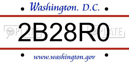 2B28R0 District Of Columbia License Plate