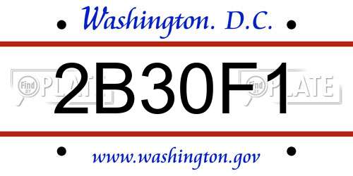2B30F1 District Of Columbia License Plate