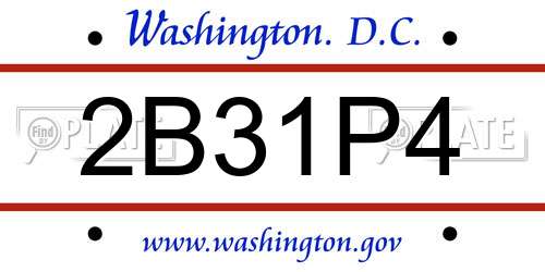 2B31P4 District Of Columbia License Plate