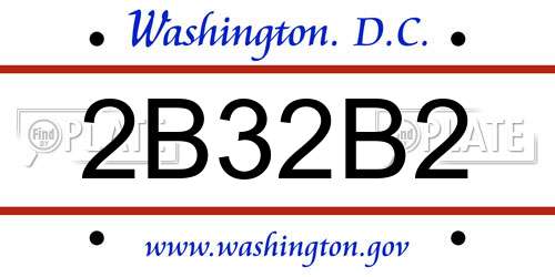 2B32B2 District Of Columbia License Plate