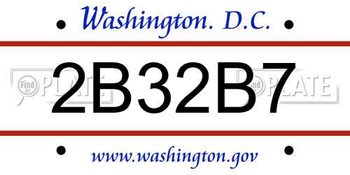 2B32B7 District Of Columbia License Plate