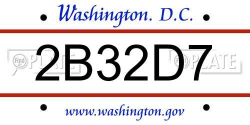 2B32D7 District Of Columbia License Plate