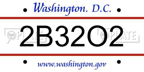 2B32O2 District Of Columbia License Plate