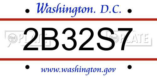 2B32S7 District Of Columbia License Plate