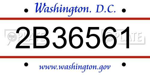 2B36561 District Of Columbia License Plate