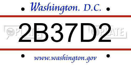 2B37D2 District Of Columbia License Plate