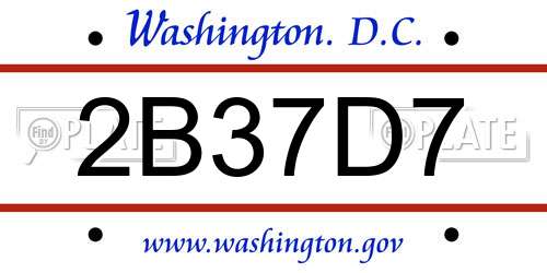 2B37D7 District Of Columbia License Plate