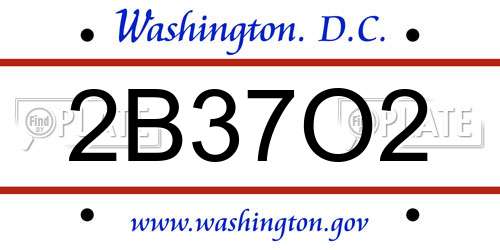 2B37O2 District Of Columbia License Plate