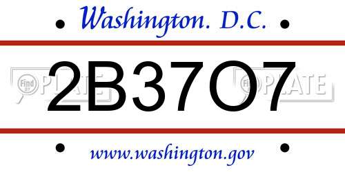 2B37O7 District Of Columbia License Plate