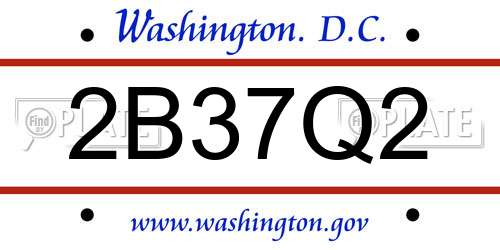 2B37Q2 District Of Columbia License Plate