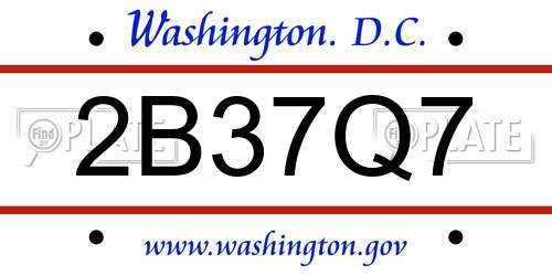 2B37Q7 District Of Columbia License Plate