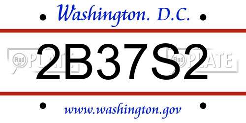 2B37S2 District Of Columbia License Plate
