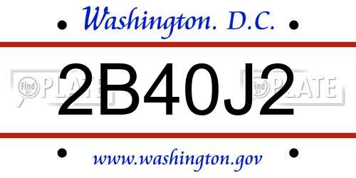 2B40J2 District Of Columbia License Plate
