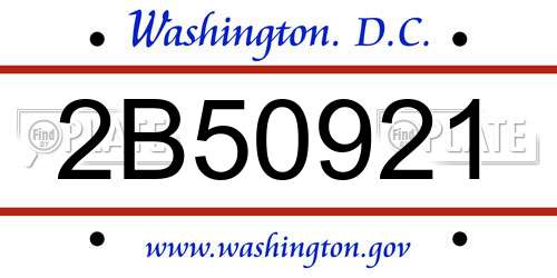 2B50921 District Of Columbia License Plate