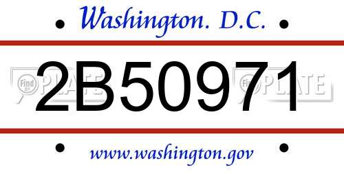 2B50971 District Of Columbia License Plate