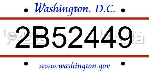 2B52449 District Of Columbia License Plate