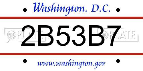 2B53B7 District Of Columbia License Plate